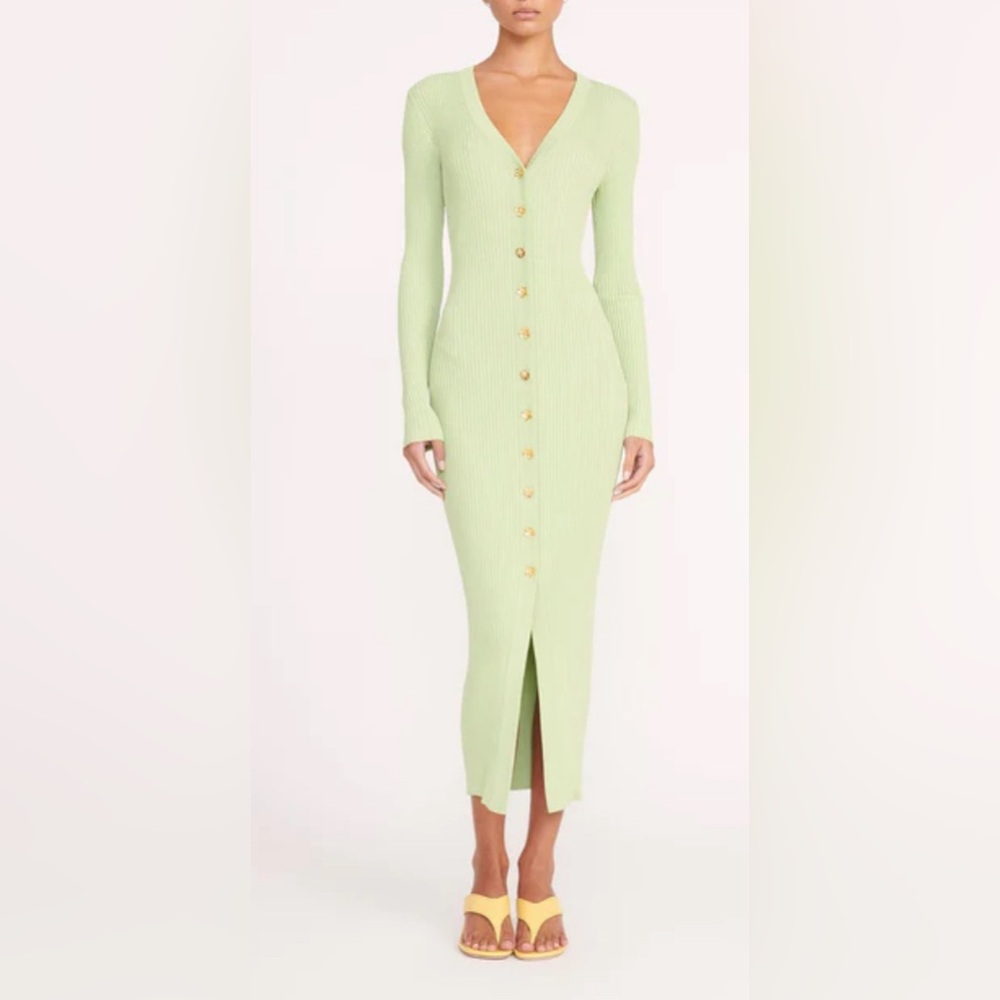 STAUD Light Green Midi Dress